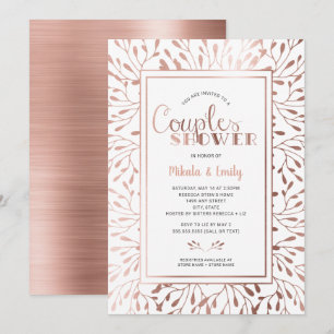 Invitation Rose Gold Frame Couples Douche, couleur changeable
