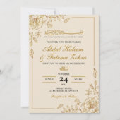 Invitation Rose Gold Frame Elégant Livre blanc moderne Nikah (Devant)