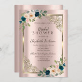 Invitation Rose Gold Frame Rose Gold Fête des mariées (Devant / Derrière)