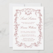Invitation Rose Gold Français Frame Sweet 16 Anniversaire (Devant)