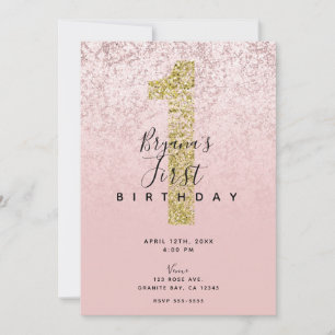 Invitation Rose Gold Gélatine Rose Clair 1 Marbre Paillettes 