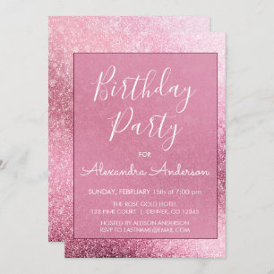 Invitation Rose Gold Girl Parties scintillant Sparkings à tou
