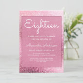 Invitation Rose Gold Girly Parties scintillant étincelle 18e  (Debout devant)