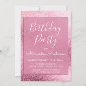 Invitation Rose Gold Girly Parties scintillant Étincelle N'im (Devant)