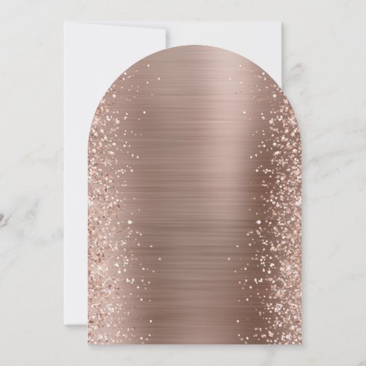 Invitation Rose Gold Glam brossé Parties scintillant métal Ma (Dos)