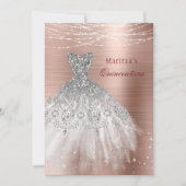 Invitation Rose Gold Glam Diamant Étincelant Quinceañera (Devant)