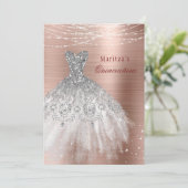 Invitation Rose Gold Glam Diamant Étincelant Quinceañera (Debout devant)