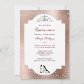 Invitation Rose Gold Glam Diamant Étincelant Quinceañera (Dos)
