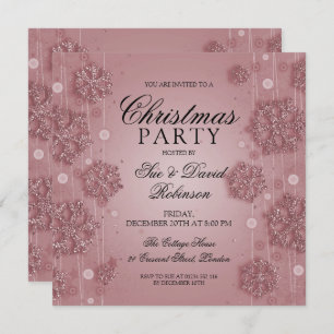 Invitation Rose Gold Glam Fête de Noël