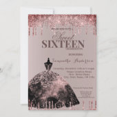 Invitation Rose Gold Glam Parties scintillant étincelle douce (Devant)