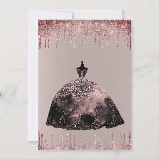Invitation Rose Gold Glam Parties scintillant étincelle douce (Dos)