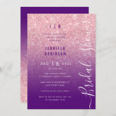 Invitation Rose Gold Glam Parties scintillant Script Fête des (Devant / Derrière)