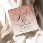 Invitation Rose Gold Glam Parties scintillant Sweet 16 Carré<br><div class="desc">Cette belle invitation présente une parties scintillant fausse et votre texte personnalisé. Utilisez le formulaire modèle pour ajouter vos informations. Modifiez la police ou ajoutez du texte à l'aide de la fonction Personnaliser It.</div>