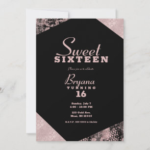 Invitation Rose Gold Glamour Géométrique Moderne Fête Douze A