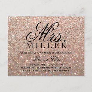 Invitation - Rose Gold Glit Fab Mme Fête de l'mari