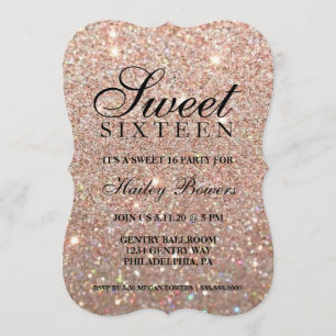 Invitation - Rose Gold Glit Fab Sweet sixteen