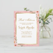 Invitation Rose Gold Glitter Bat Miztva hébreu et anglais (Debout devant)