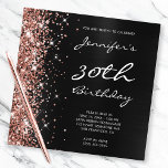 Invitation Rose Gold Glitter Black Ombre Foil 30th Birthday<br><div class="desc">Create your own customizable birthday invitations for glamorous 30th birthday. On the left is a dark grey and black ombre foil graphic. On the right is a band of faux rose gold glitter with sparkle digital art graphics. All of the luxurious sparkle and shine is created with printed digital graphics....</div>