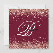 Invitation Rose Gold Glitter Burgundy 80th Birthday (Dos)