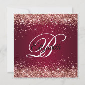 Invitation Rose Gold Glitter Burgundy Ombre 90th Birthday (Dos)