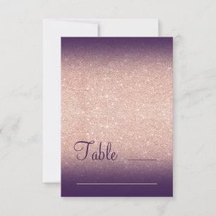 Invitation Rose gold glitter grape purple ombre place seating