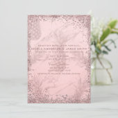 Invitation Rose Gold Glitter Mariage Tropical Ananas Rose Cla (Debout devant)