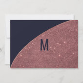 Invitation Rose Gold Glitter Navy Blue Circular Enregistrer l (Dos)