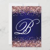 Invitation Rose Gold Glitter Navy Blue Ombre 50 & Fabulous (Dos)
