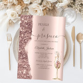 Invitation Rose Gold Glitter Pearls & Prosecco Bridal Shower
