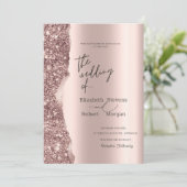 Invitation Rose Gold Glitter Script Élégant et Stylé (Debout devant)