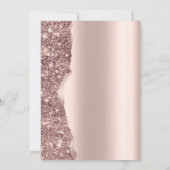 Invitation Rose Gold Glitter Script Élégant et Stylé (Dos)