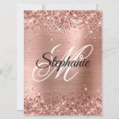 Invitation Rose Gold Glittery Foil Fancy Monogramme Anniversa (Dos)