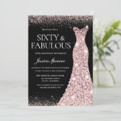 Invitation Rose Gold Gown Black Soixante Fabuleux 60e anniver (Debout devant)