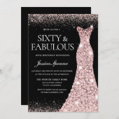 Invitation Rose Gold Gown Black Soixante Fabuleux 60e anniver (Devant / Derrière)