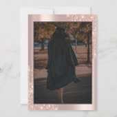 Invitation Rose Gold Grad Cap Drips Bow Photo Graduation (Dos)