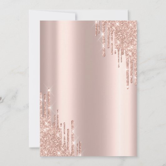 Invitation Rose Gold Grad Cap Glitter Drips Bow Graduation (Dos)