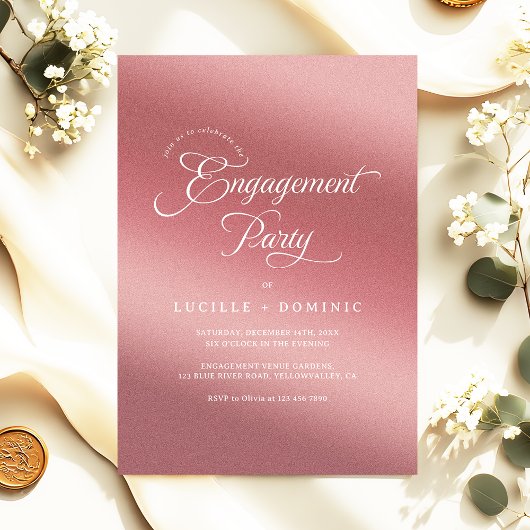 Invitation Rose Gold Gradient Modern Engagement Party