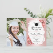 Invitation Rose Gold Graduation Party avec photo (Debout devant)