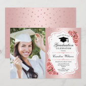 Invitation Rose Gold Graduation Party avec photo (Devant / Derrière)
