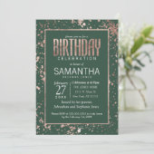 Invitation Rose Gold Green Paint Splates Anniversaire (Debout devant)