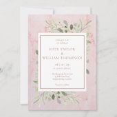 Invitation Rose Gold Greenery Feuille Mariage photo (Devant)