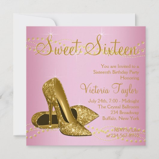 Invitation Rose Gold Haut talons doux 16 Partie (Devant)