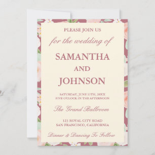 Invitation Rose Gold Ivory Floral Monogramme Photo Mariage