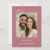 Invitation Rose gold ivory photo simpe modern luxury wedding (Devant)