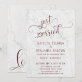 Invitation Rose Gold "Je me suis marié" Typographie avec Marb (Devant / Derrière)