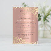 Invitation Rose Gold Jungle Rose Gold Élégante Mariage Annive (Debout devant)