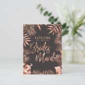 Invitation Rose Gold Leaf Tropical Serez-Vous Ma Femme D'Accu (Debout devant)