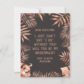 Invitation Rose Gold Leaf Tropical Serez-Vous Ma Femme D'Accu (Dos)