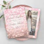 Invitation Rose Gold Lights Photo SURPRISE Sweet 16<br><div class="desc">Elégant Sweet sixteen Anniversaire modèle Rose Gold Parties scintillant Lumières,  personnalisées Photo & script de typographie moderne.</div>