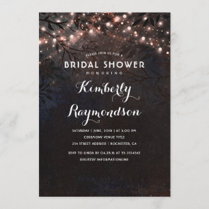 Invitation Rose Gold Lights Rustic Country Fête des mariées